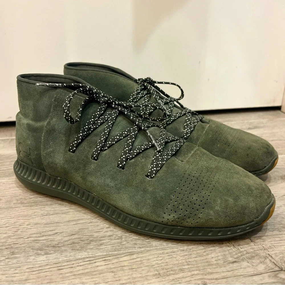 Under Armour Men's Veloce Mid Suede Chukka Sneaker Shoe 1296614 Green Olive 10.5